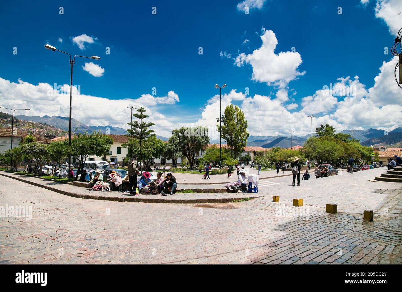 Cusco, Peru - 9. Januar 2019: Schöner Platz in San Francisco in Cusco, Peru. Stockfoto