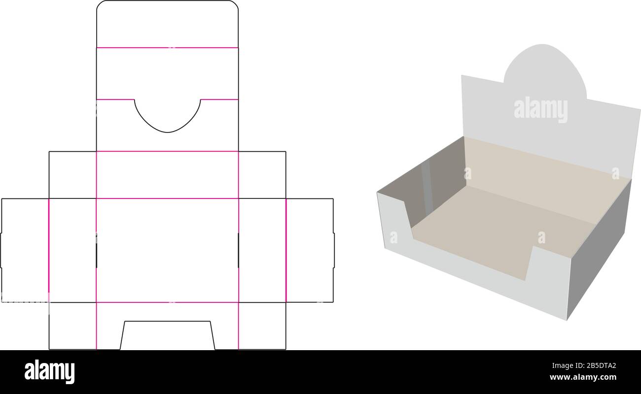 Einlegeboden Verpackung strukturelle Konstruktion Stanzvektor Stock Vektor