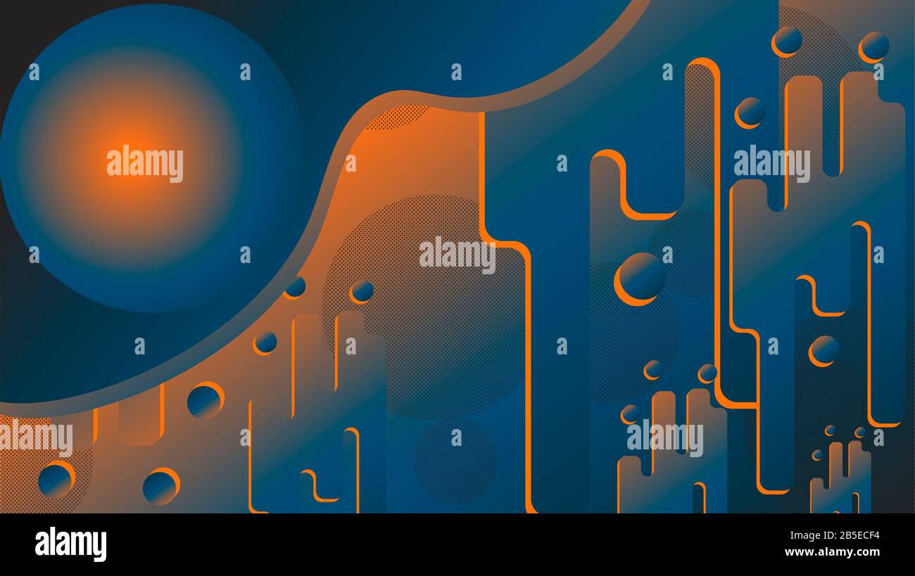 Hintergrundvorlagen mit blauer und oranger Farbe für Desktop, Telefon Stockfoto