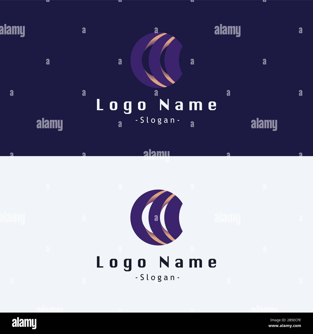 Logo Design weiß blau für Mockup-Objekt Stockfoto