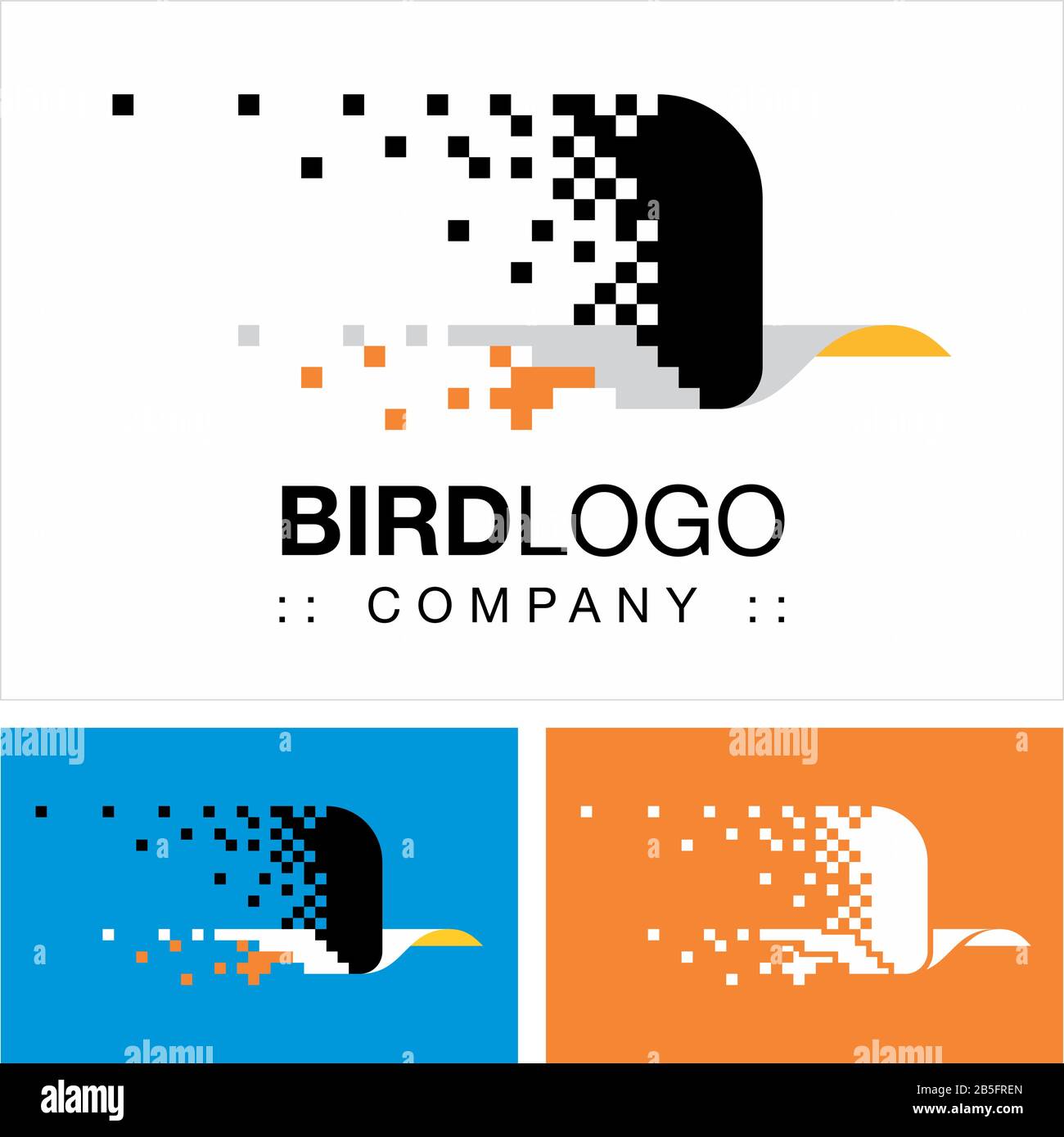 Flying Bird (Eagle) Vector Symbol Company Logo. Digitaler Logotyp (Pixel). Darstellung der Tiersymbole. Elegant Identity Concept Design Idea Templat Stock Vektor