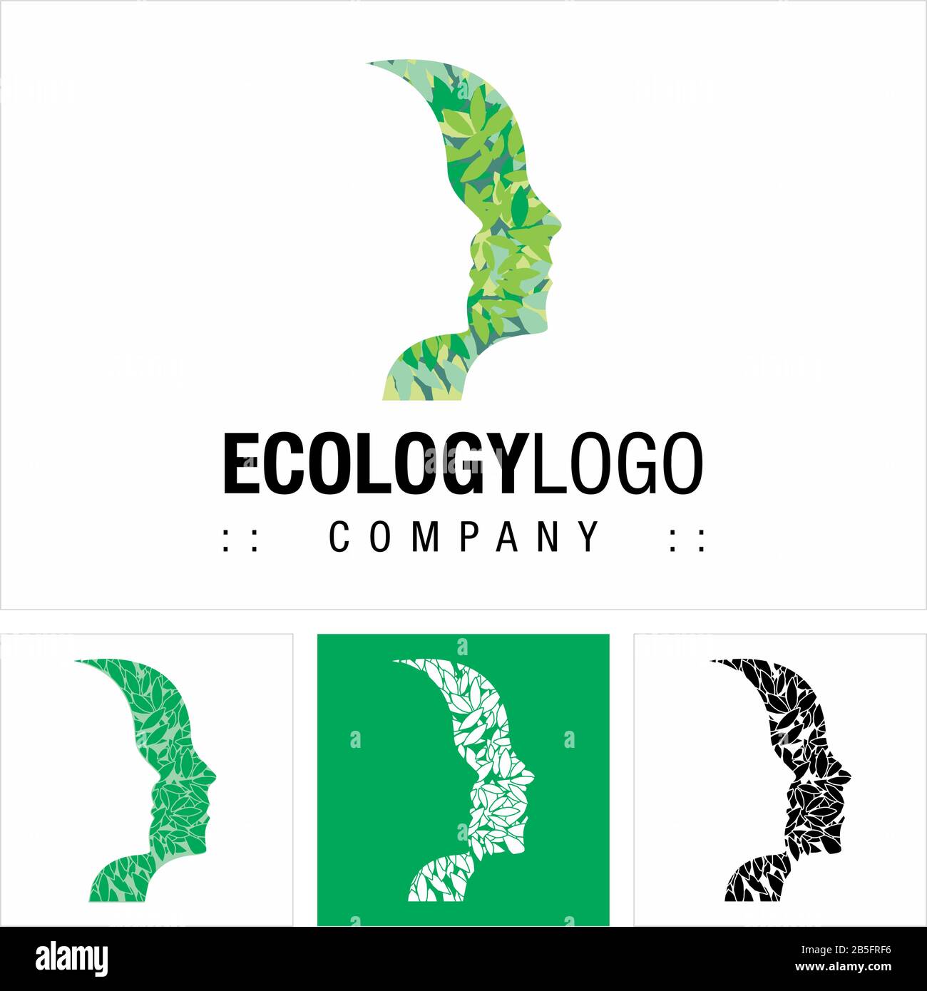 Ökologie (Umwelt, Nachhaltigkeit, Globale Erwärmung) Vector Symbol Company Logo (Logotyp). Abbildung: Blatt, Blätter, Grün, Symbol "Natur". Eleganter Mo Stock Vektor