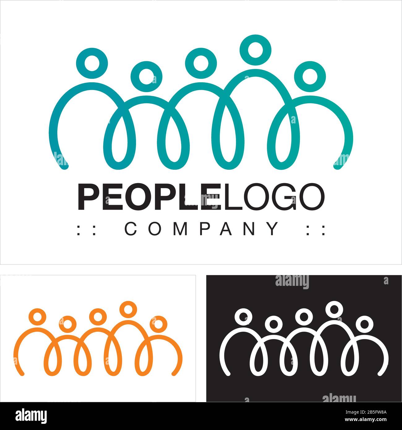 Personen (Familie, Freunde, Team, Gruppe) Vector Symbol Company (Association) Logo (Logotyp). Spirale, Hände Zusammen, Farbige Symbole. Stock Vektor