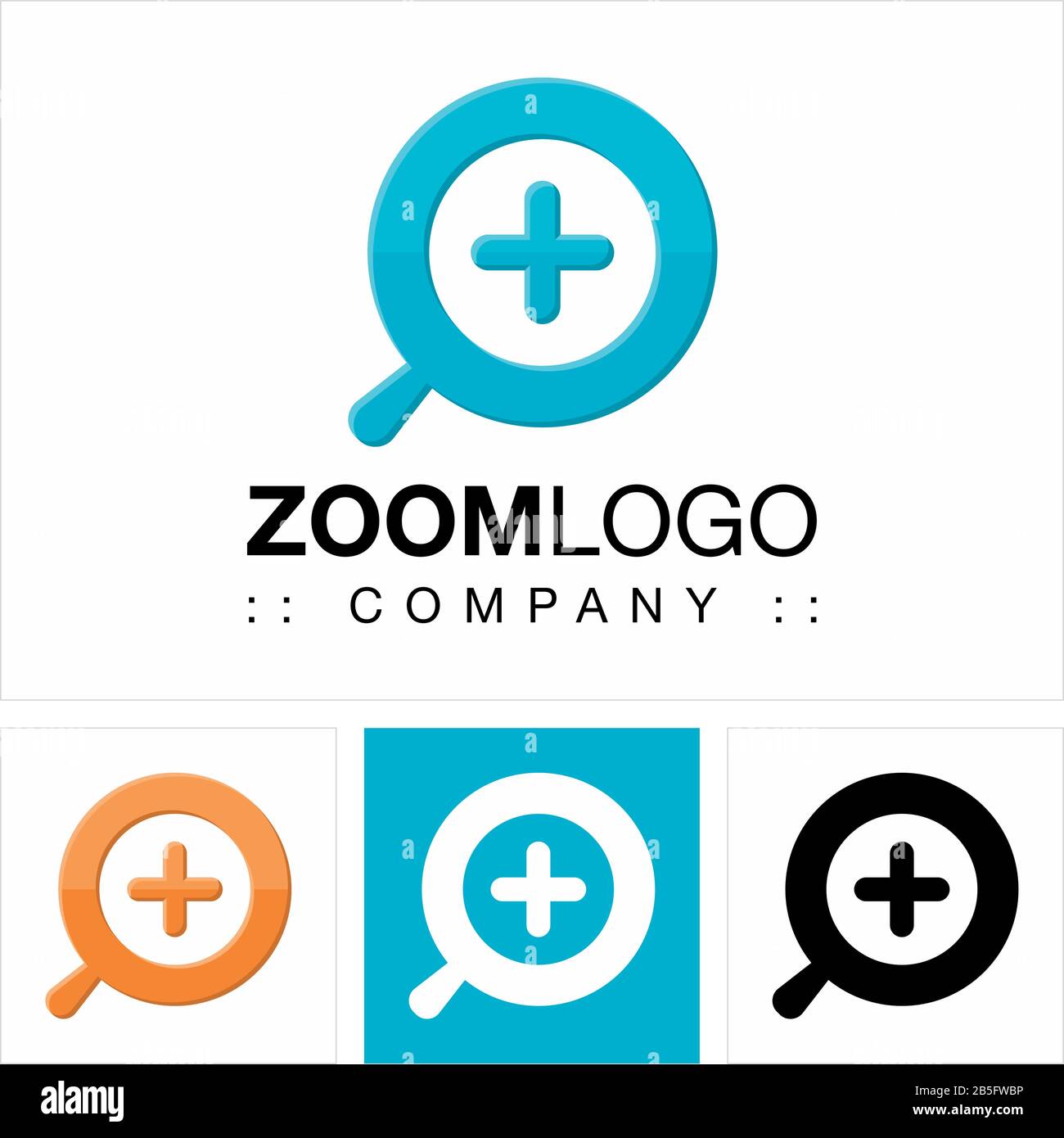 Zoom (Lupe) Vektor-Symbol Firmenlogo. Logotyp Im Symbolstil. Linse, Pluszeichen, Lupendarstellung. Elegante Idee Zum Identitätskonzept Stock Vektor