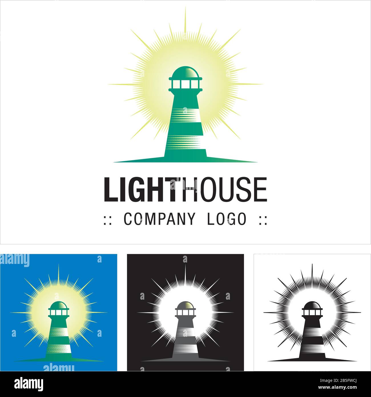 Lighthouse (Tower, Light) Vector Symbol Company (Coaching) Logo (Logotyp). Symbolabbildung. Elegante Markenvorlage Für Das Identitätskonzept. Stock Vektor