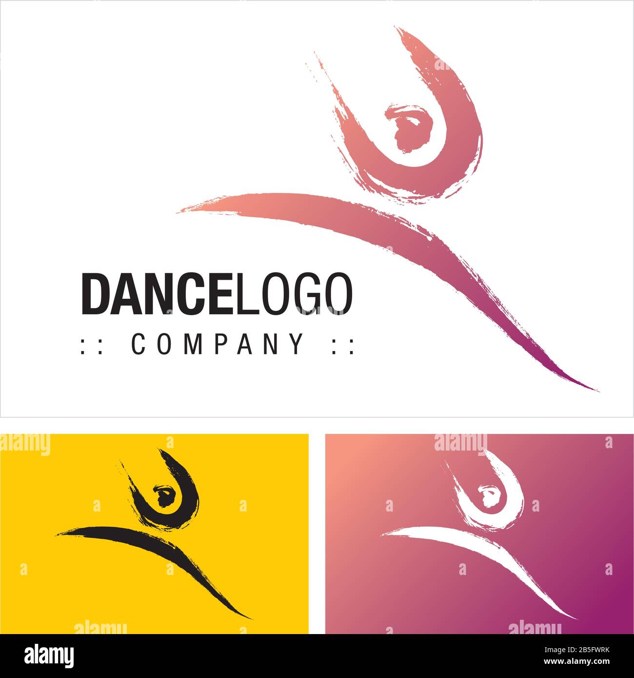 Dance (Musik, Ballett, Sport, Fitness) Vector Symbol Company Logo (Logotyp). Abbildung: Personen, Person, Körper, Bewegungssymbol. Elegante Moderne Identität Stock Vektor