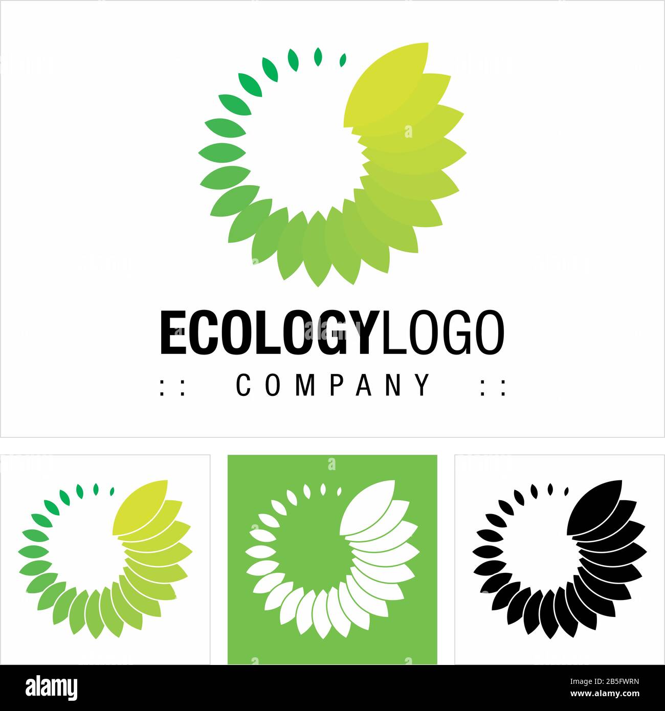Ökologie (Umwelt, Nachhaltigkeit, Globale Erwärmung) Vector Symbol Company Logo (Logotyp). Abbildung: Blatt, Blätter, Grün, Symbol "Natur". Eleganter Mo Stock Vektor