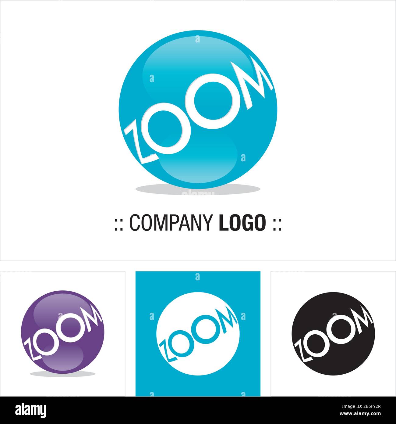 Zoom (Lupe Sphere Glass) Vektor-Symbol Firmenlogo. Logotyp Im Symbolstil. Linse, Typografie, Lupenglas Illustration. Elegante Identität Stock Vektor