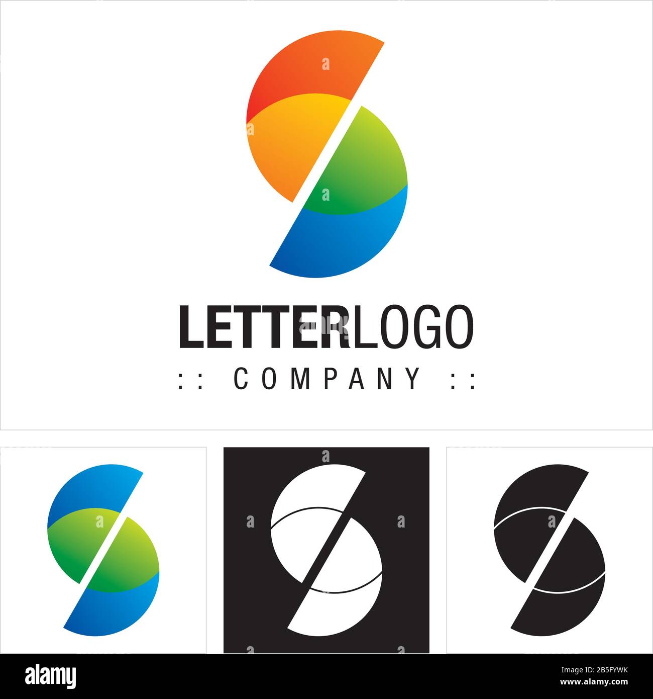 Buchstabe S (Typografie) Vektor-Symbol Firmenlogo (Logotyp). Symbolabbildung mit geometrischem, mehrfarbigem Stil. Elegant Identity Concept Design Idea Bra Stock Vektor