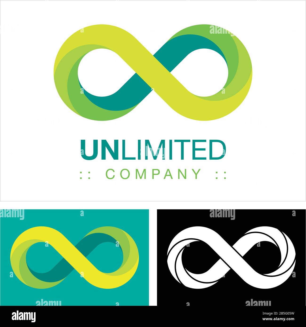 Infinity (Unlimited) Vector Symbol Company Logo. Logotyp Im Stil Der Geometrischen Ebene. Darstellung von endlosen Symbolen. Elegante Idee Zum Identitätskonzept Stock Vektor