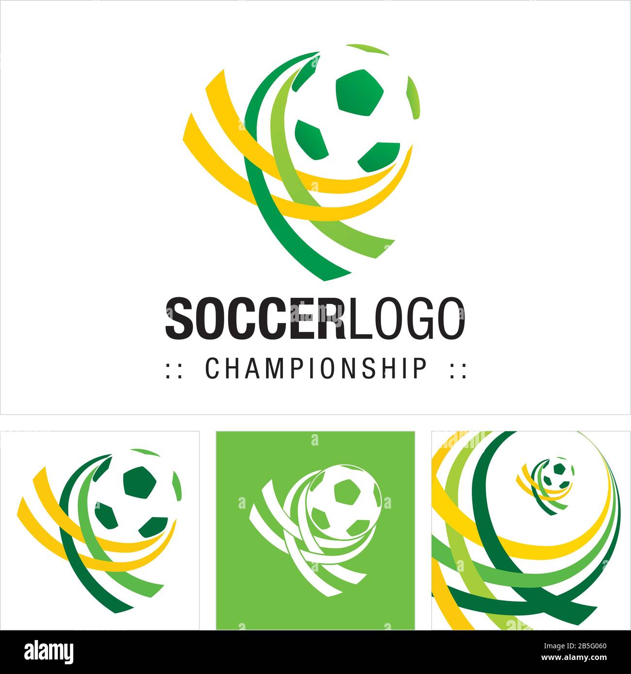 Logo Der Football Ball Vector Symbol Championship (Firma). Logotyp "Dynamischer Farbverlauf". Abbildung Der Symbole "Kugel", "Feld" und "Netz". Elegante Identität Stock Vektor