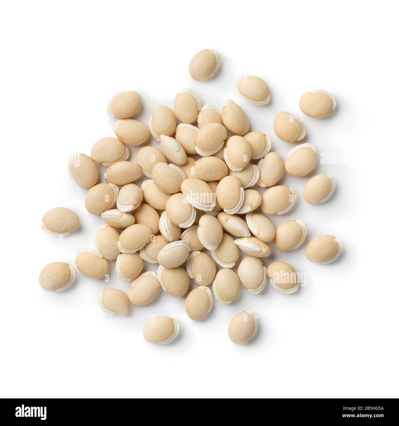 Haufen getrockneter Hyazinth-Bohnen isoliert auf weißem Hintergrund Stockfoto