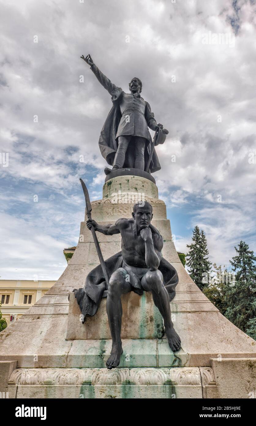 Lajos Kossuth Statue, Kossuth-Platz in Kecskemet, südlichen ungarischen Tiefebene Region Bacs-Kiskun Grafschaft, Ungarn Stockfoto