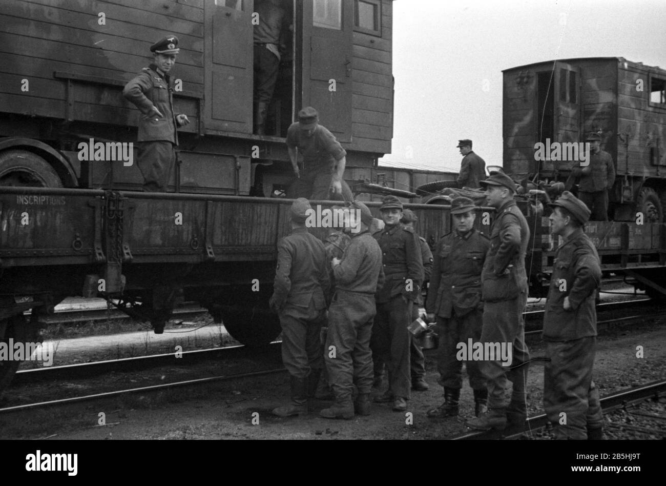 Wehrmacht Heer Deutsche Eisenbahn Versorgung / Deutsche Armee Deutsche Bahn Truppenbetreuung Stockfoto