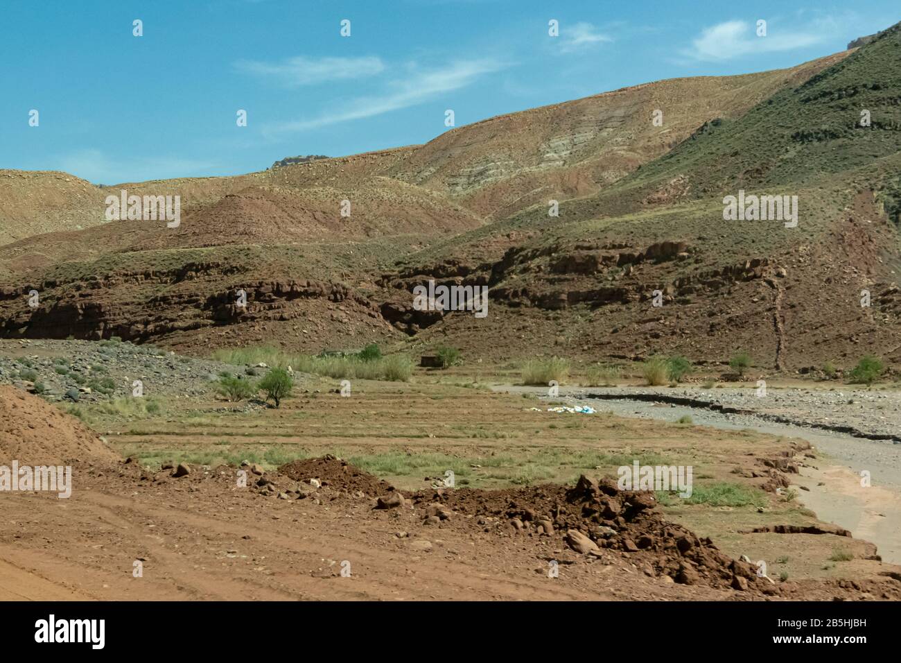 Aride Landschaft des hohen Atlas in Marokko Stockfoto