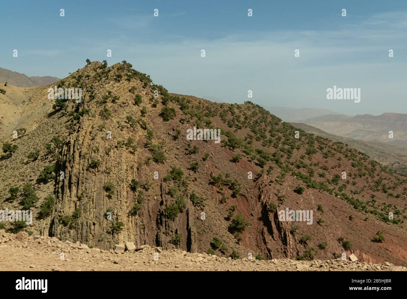 Aride Landschaft des hohen Atlas in Marokko Stockfoto