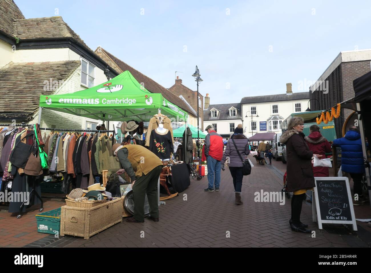 Markthändler in Ely, Cambridgeshire Stockfoto