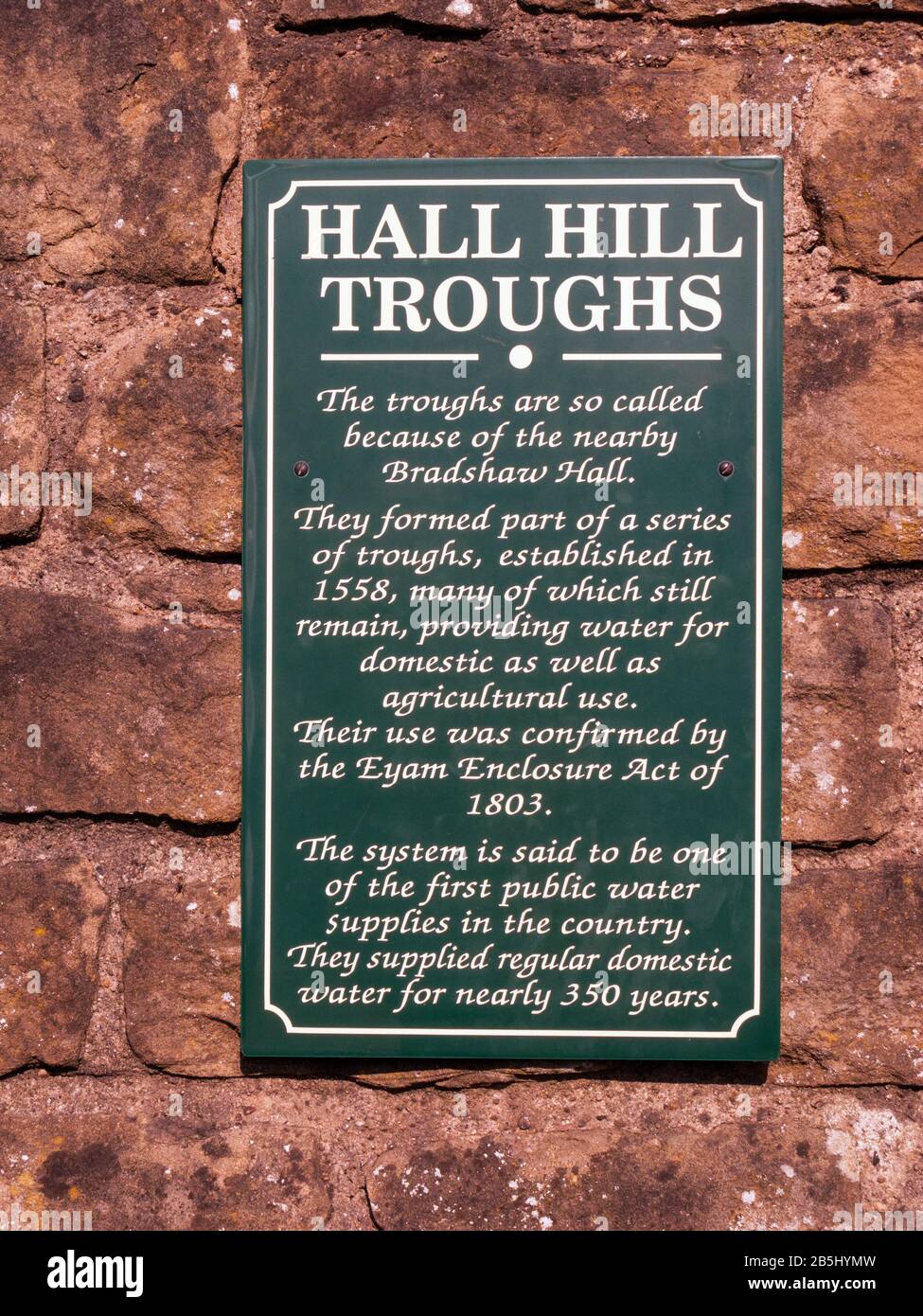 Hall Hill Troughs Information Sign, Eyam, Derbyshire Stockfoto
