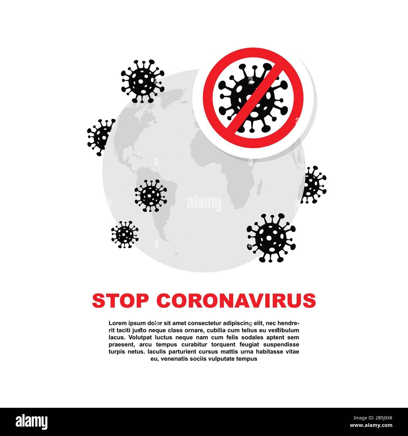 Corona-Virus. 2019-nCoV. Corona-Virus in Wuhan, China, Global Spread und Konzept der Ikone, Corona-Virus Zu Stoppen Stock Vektor