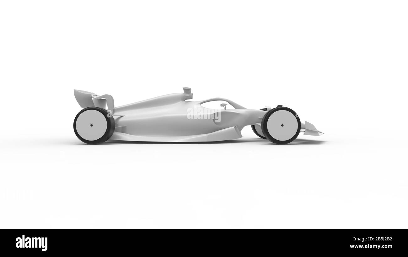 3D-Rendering eines Rennwagens Bodeneffekt neues Regelkonzept isoliert Stockfoto