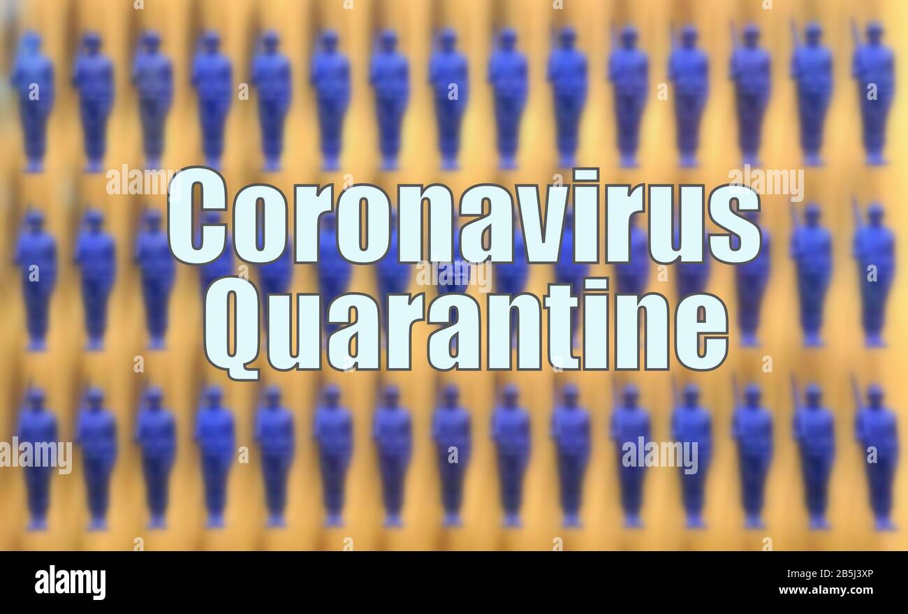 Coronavirus Quarantäne auf blauem abstraktem Hintergrund Stockfoto