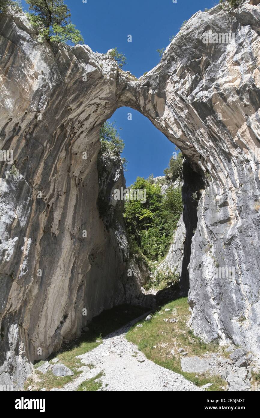 Cares Gorges, Fürstbistum Asturien/Spanien; 05. August 2015. Diese Schlucht mit ihren schmalen Pässen und Schluchten liegt mitten im Herzen des Picos de Eur Stockfoto