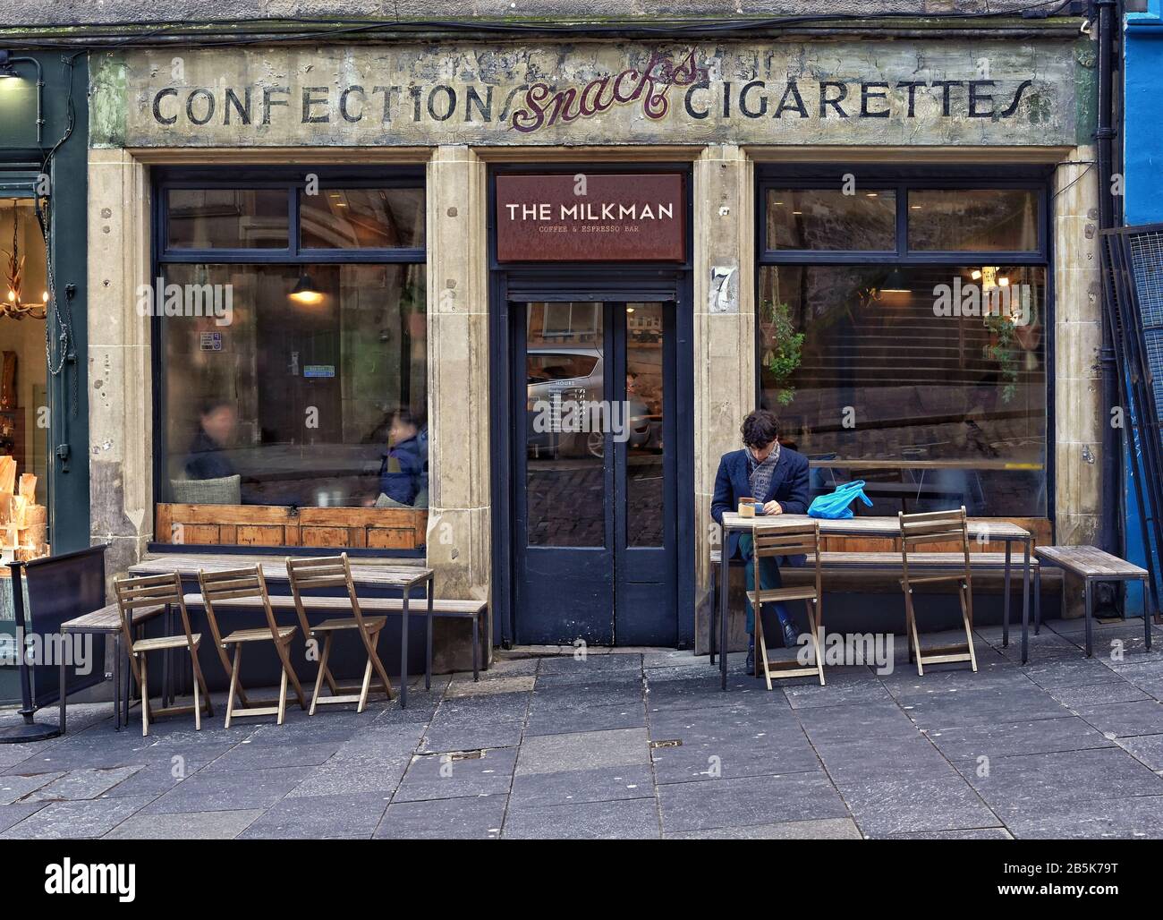 Espresso-Bar in der Cockburn Street Edinburgh Stockfoto