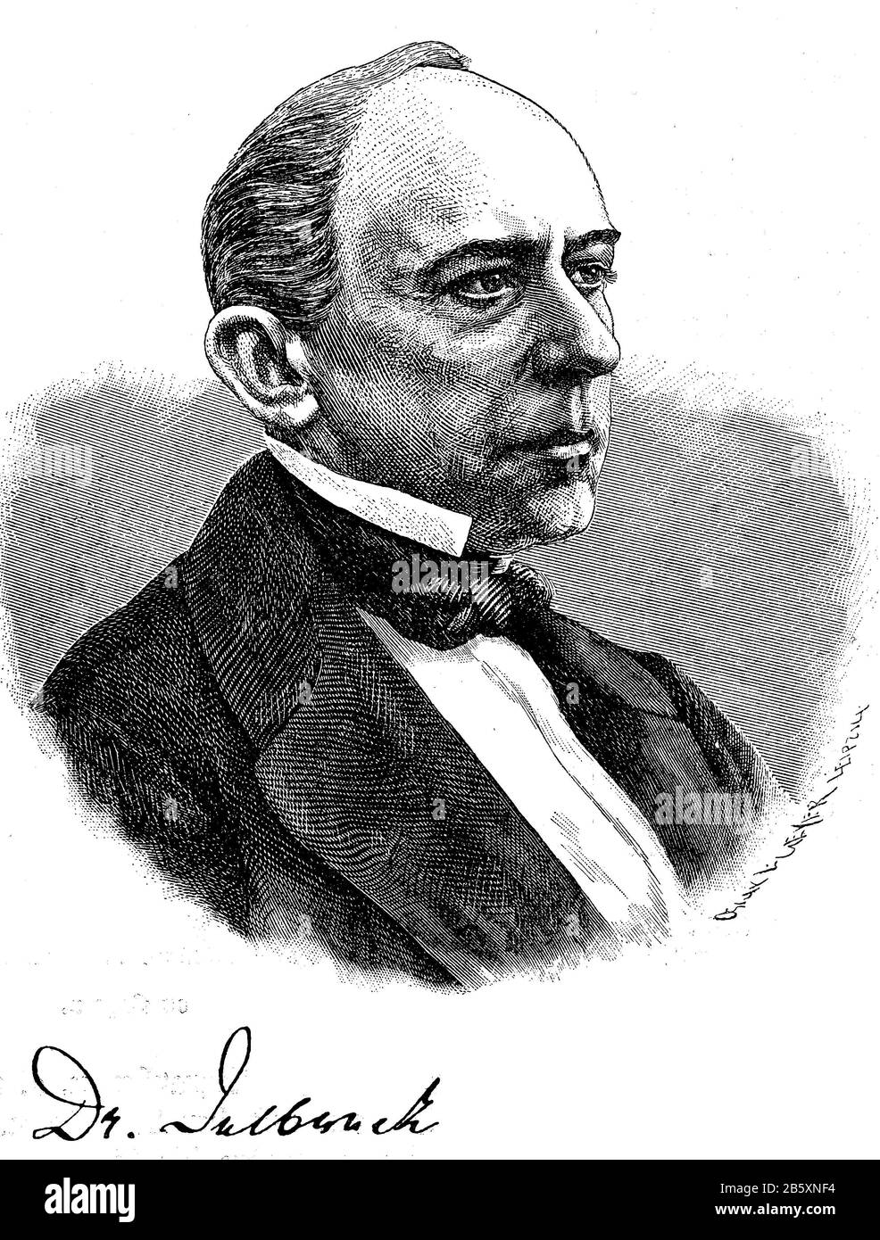 Martin Friedrich Rudolf von Delbrück, 16. April 1817 - 1. Februar 1903, war ein preussischer Staatsmann zur Zeit von Otto von Bismarck/Martin Friedrich Rudolf von Delbrück vom 16. April 1817 bis 1. Februar 1903 ein präußischer Staatsmann zur Zeit Otto von Bisercks, historisch, digital verbesserte Wiedergabe eines Originals aus dem 19. Jahrhundert / Digitale Produktion einer Originalanlage aus dem 19. Jahrhuntert, Stockfoto