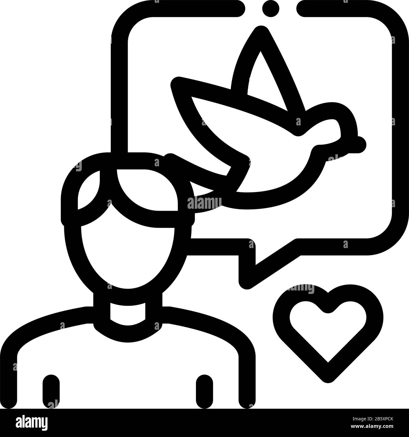 Menschliches Sprechen Über Vogelsymbol Dünner Linienvektor Stock Vektor