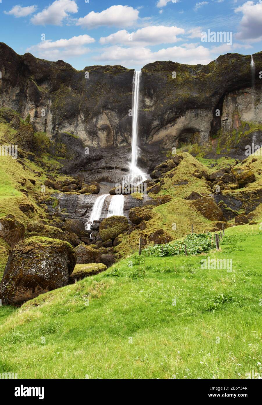 Hvertisfljot Wasserfälle, Südküste Islands Stockfoto