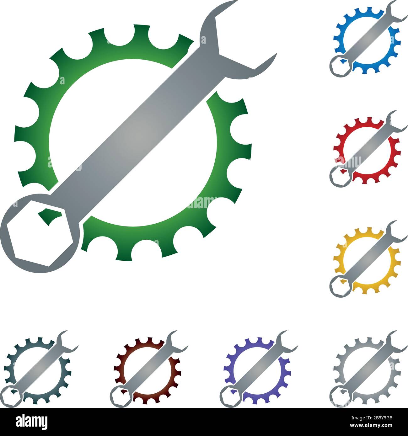 Getriebe, Werkzeuge, Industrie, Mechaniker, Logo Stock Vektor