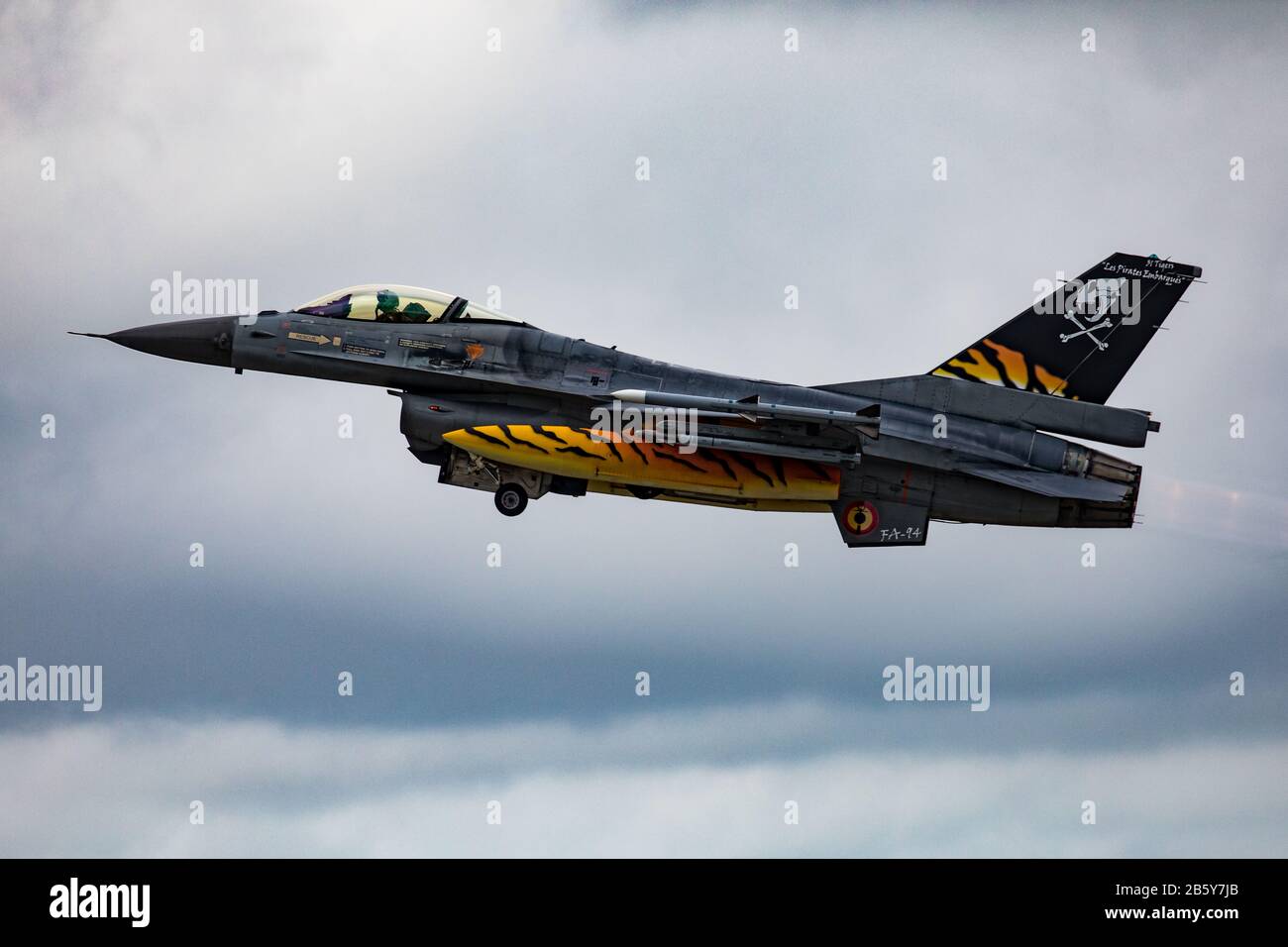Belgische Luftstreitkräfte General-Dynamics F-16AM 'FA-94' von Nr.31 'Tiger' Squadron Stockfoto