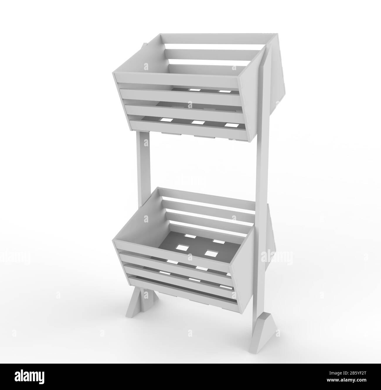 Leerer Obst- und Gemüsekorb für Lebensmittelgeschäfte. 3D-Abbildung Stockfoto