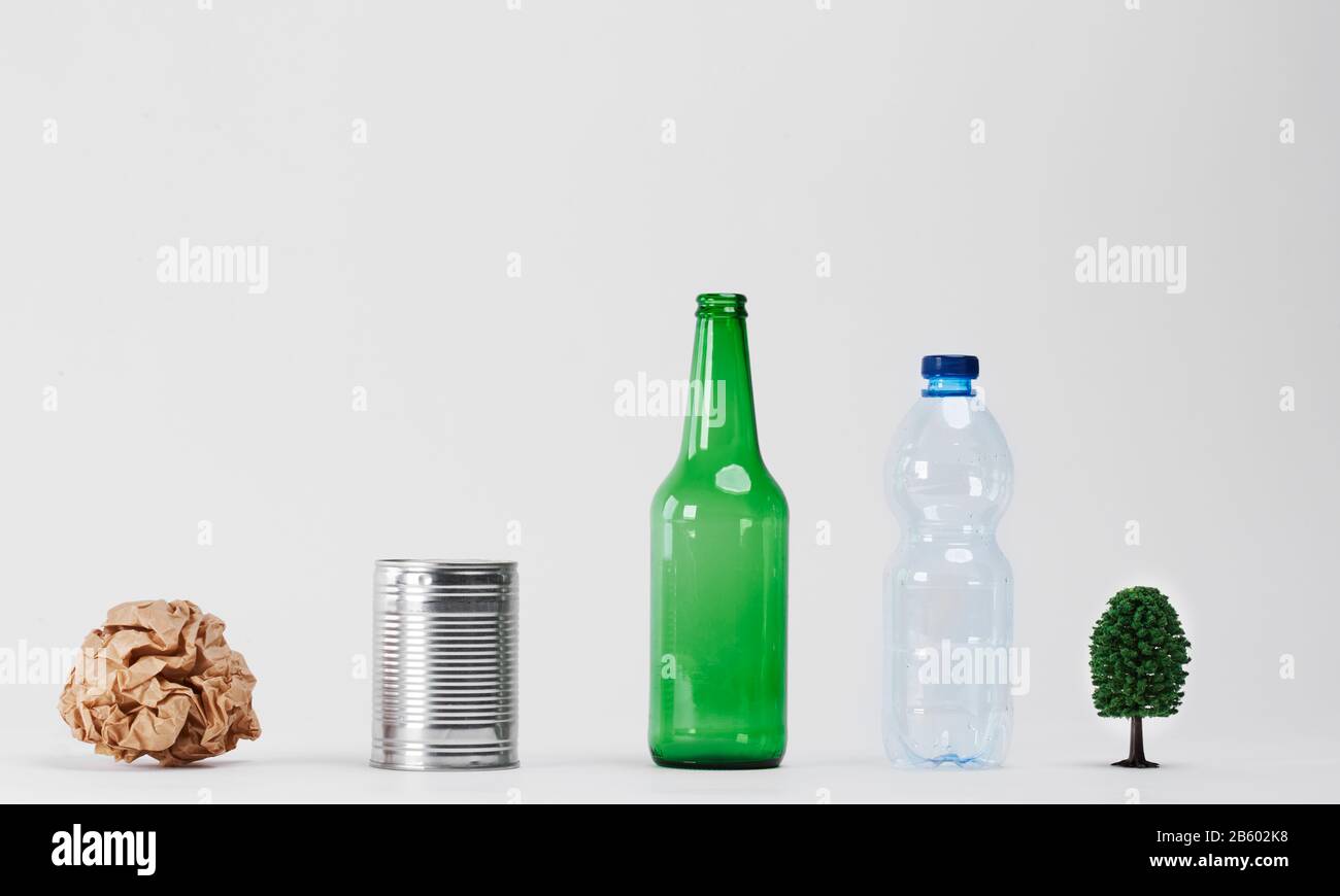 Verschiedene Arten von Müll zum Recycling Stockfoto