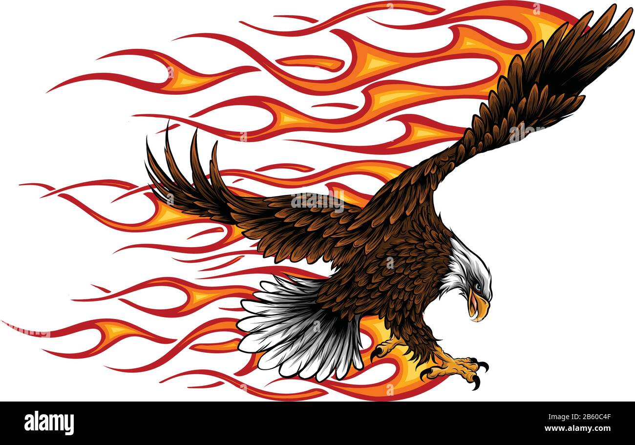 Flaming Eagle - Fahrzeuggrafik. Bereit zum Schneiden von Vinyl. . Stock Vektor