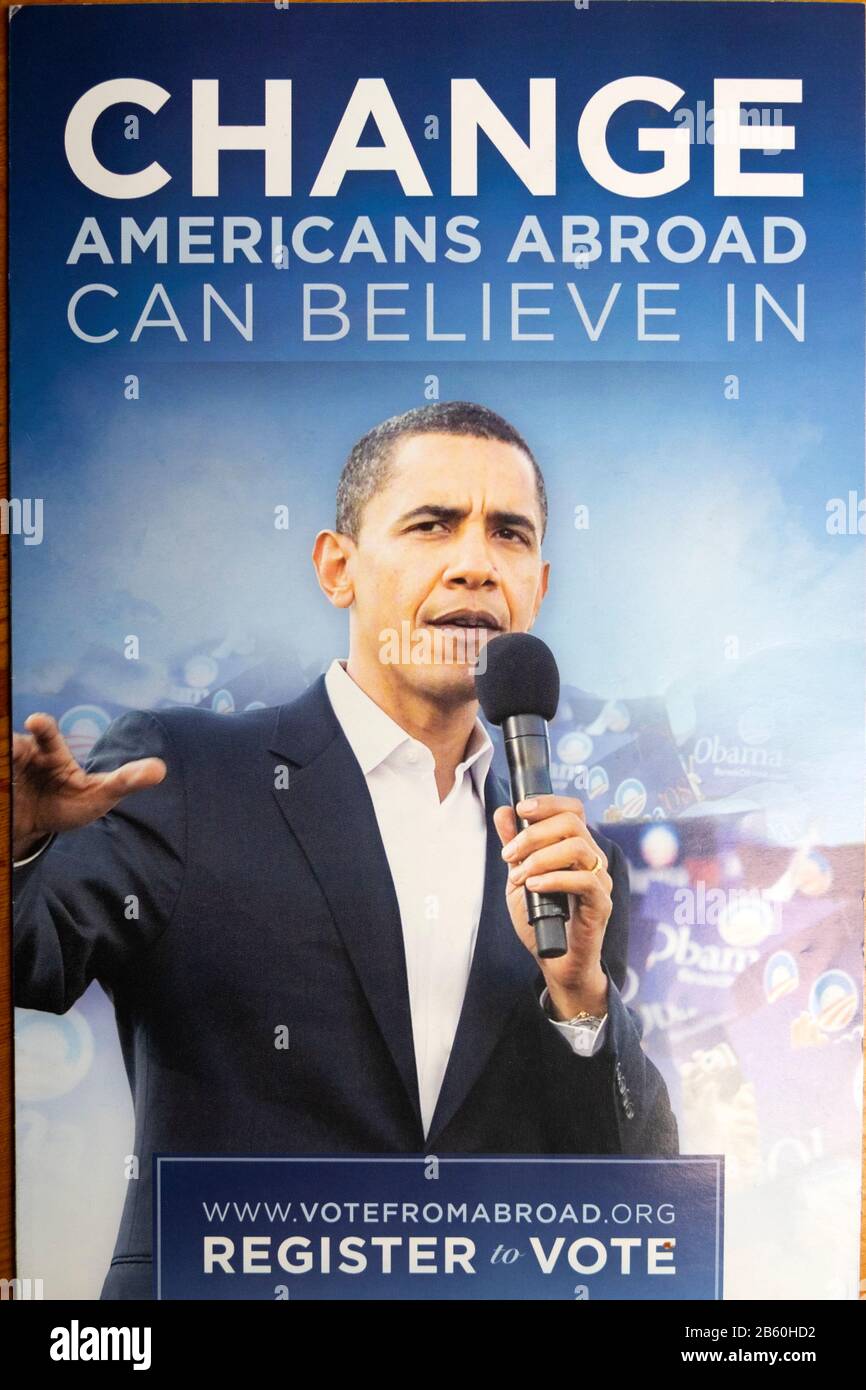 Barack Obama Kampagnenbroschüre "Change Americans Abroad Can Believe in" 2008 USA Präsidentschaftswahl Vereinigte Staaten von Amerika Stockfoto