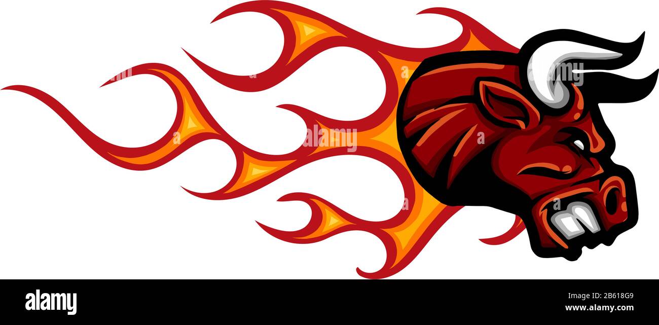 Head Bull mit Flames Vektorgrafiken Stock Vektor