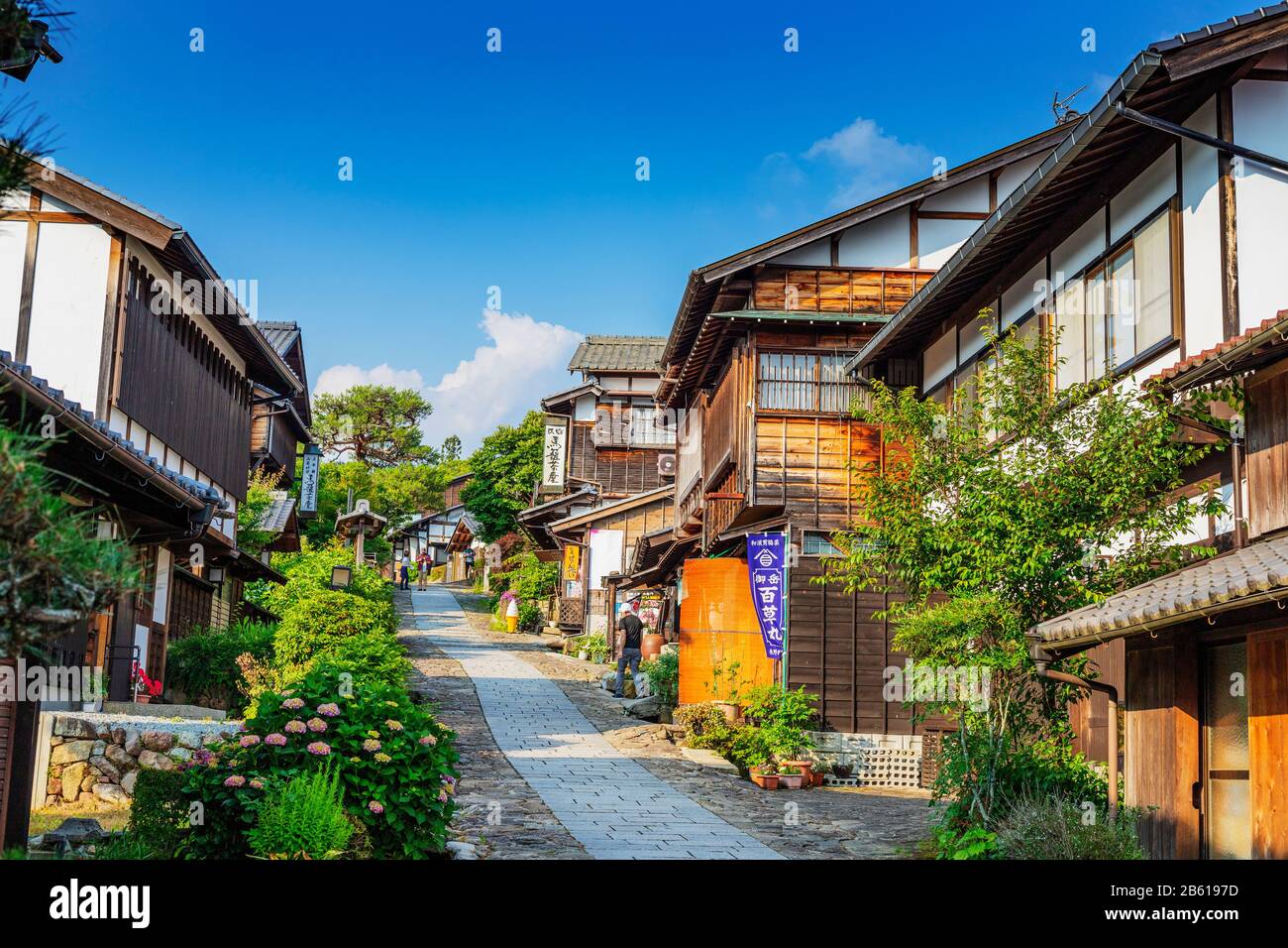 Japan, Honshu, Präfektur Nagano, Kiso-Tal, Nakasendo alte Poststadt Magome, Minshuku Guesthouse Stockfoto