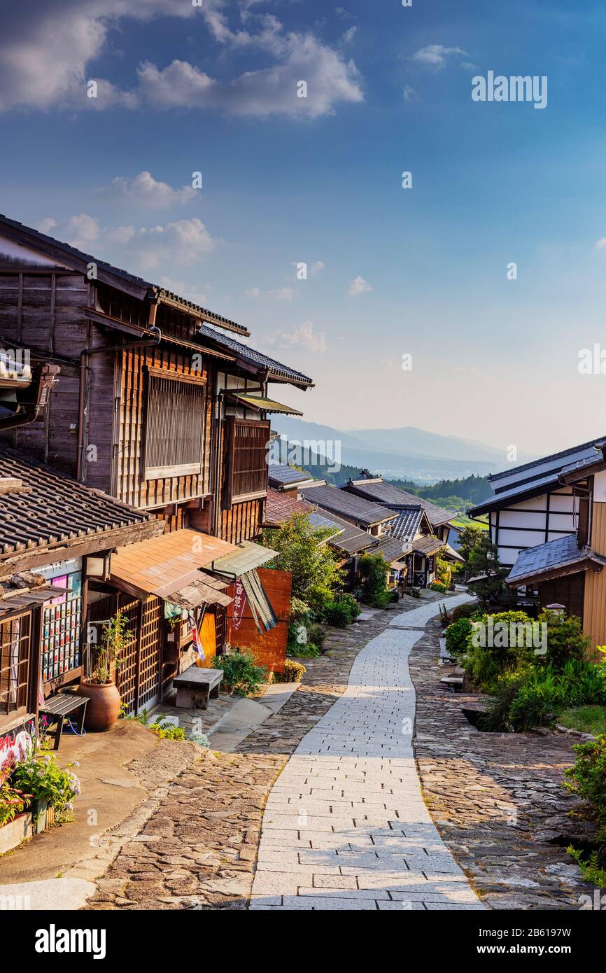 Japan, Honshu, Präfektur Nagano, Kiso-Tal, Nakasendo alte Poststadt Magome, Minshuku Guesthouse Stockfoto