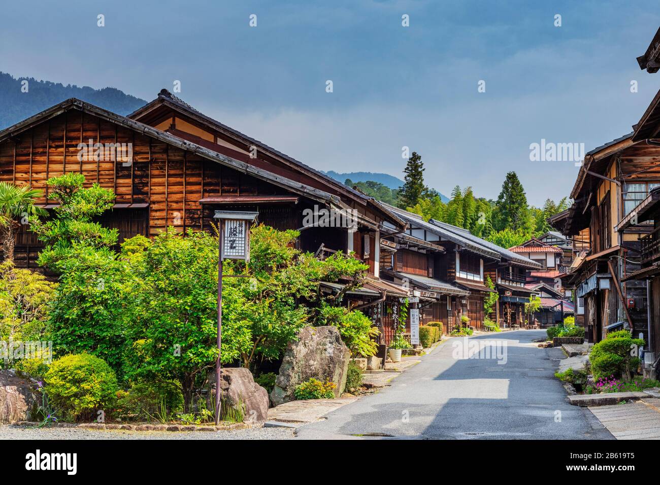 Japan, Honshu, Präfektur Nagano, Kiso-Tal, Nakasendo alte Poststadt Tsumago Stockfoto