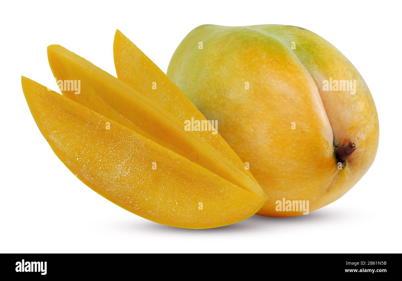 Mango-Frucht isoliert auf weißem Hintergrund Stockfoto