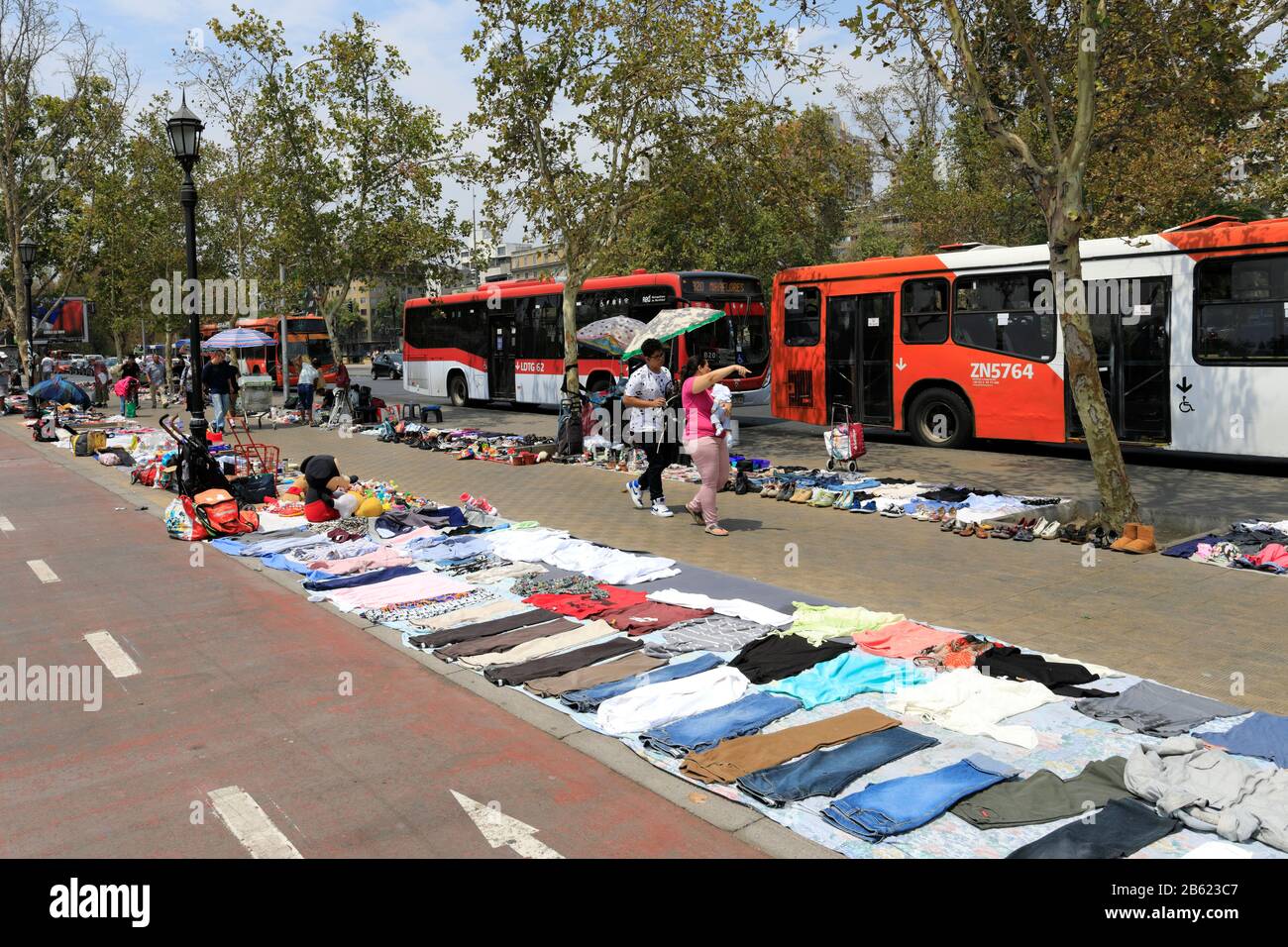Blick auf den Markt der Straßenhändler, Region Metropolitana, Santiago City, Chile Stockfoto