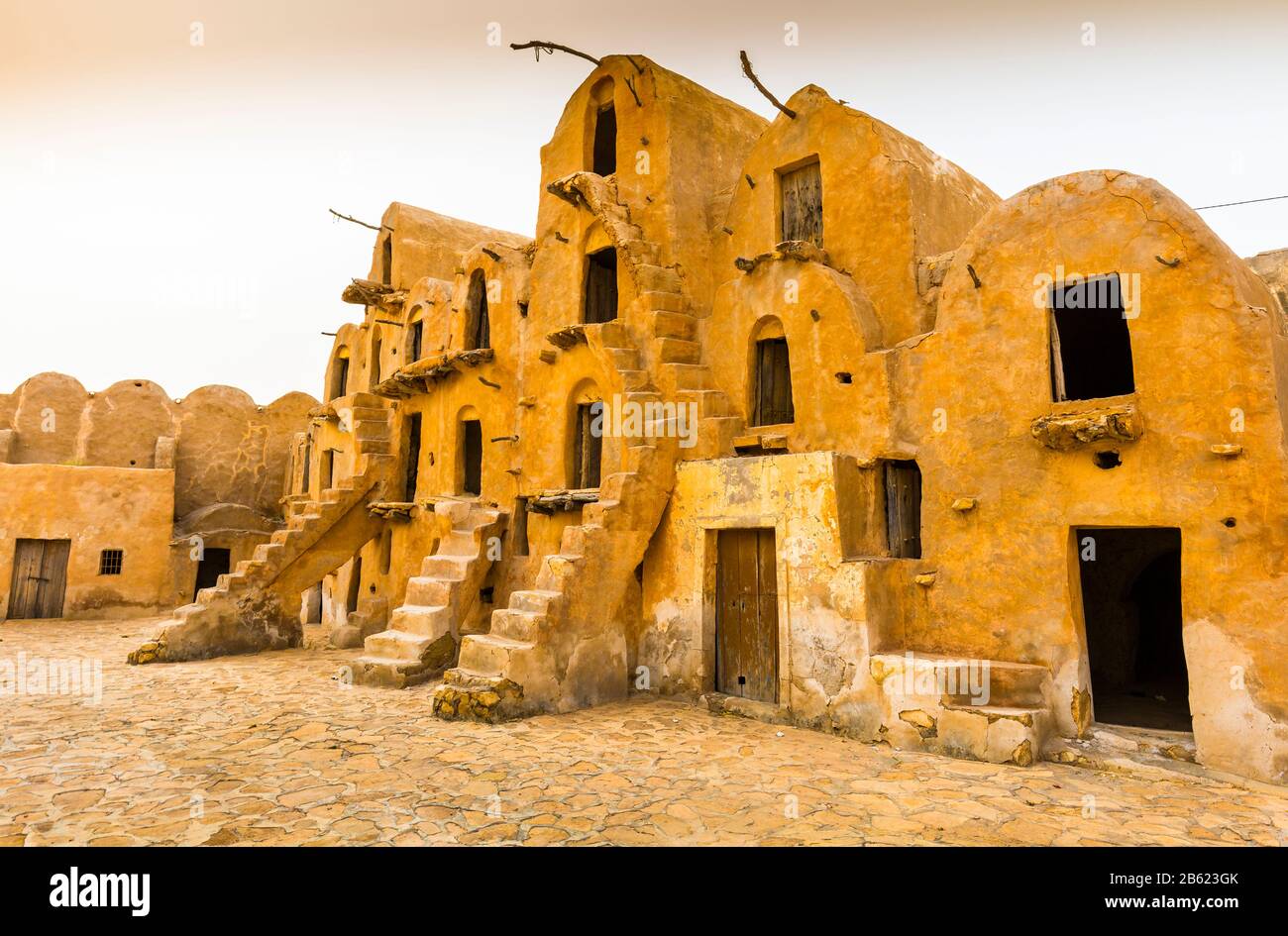 Befestigte Getreidespeicher (ksar). Stockfoto