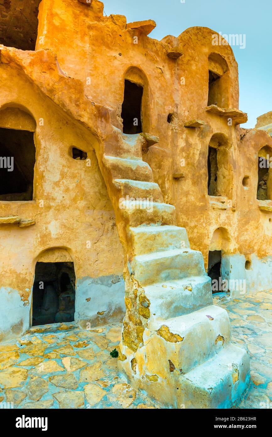 Befestigte Getreidespeicher (ksar). Stockfoto