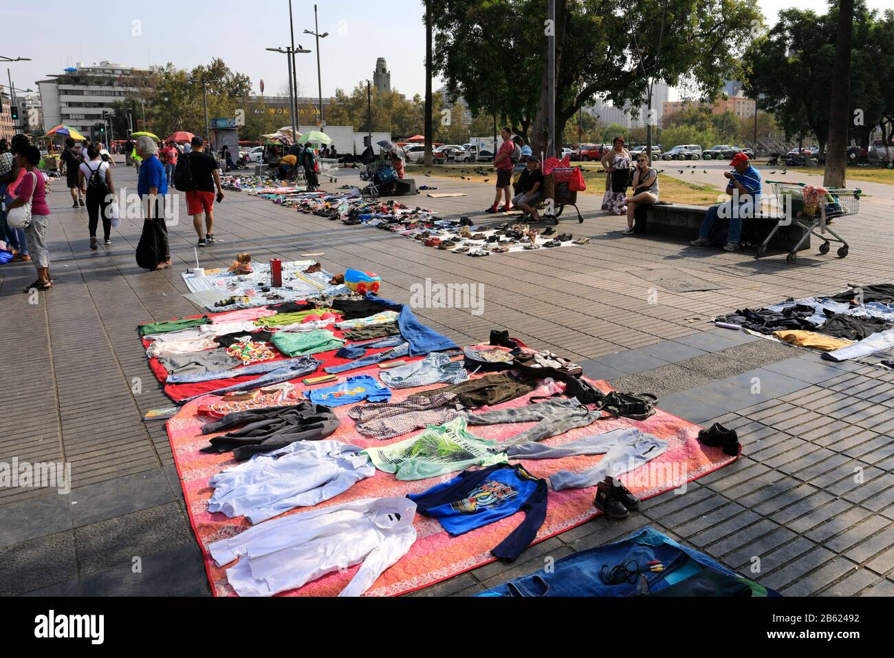 Blick auf den Markt der Straßenhändler, Region Metropolitana, Santiago City, Chile Stockfoto