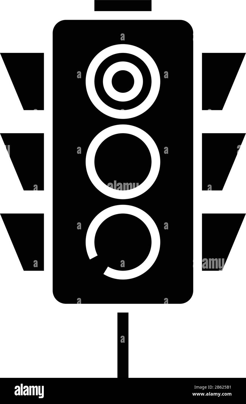 Ampelsymbol schwarz, Konzeptabbildung, Vektor-Flachsymbol, Glyph-Zeichen. Stock Vektor