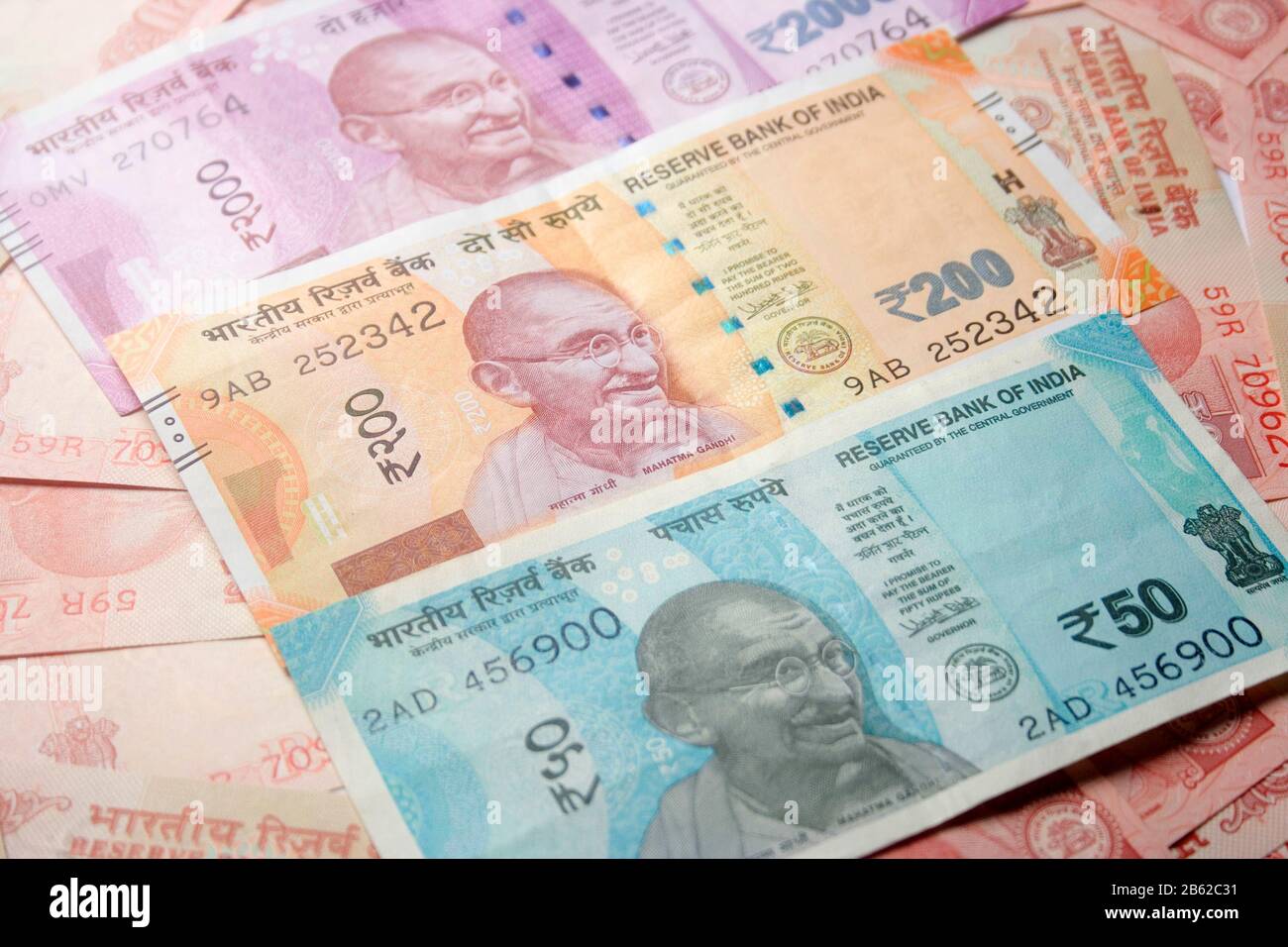 indische Rupien neue Währung, 50.200.2000.20 Stockfoto