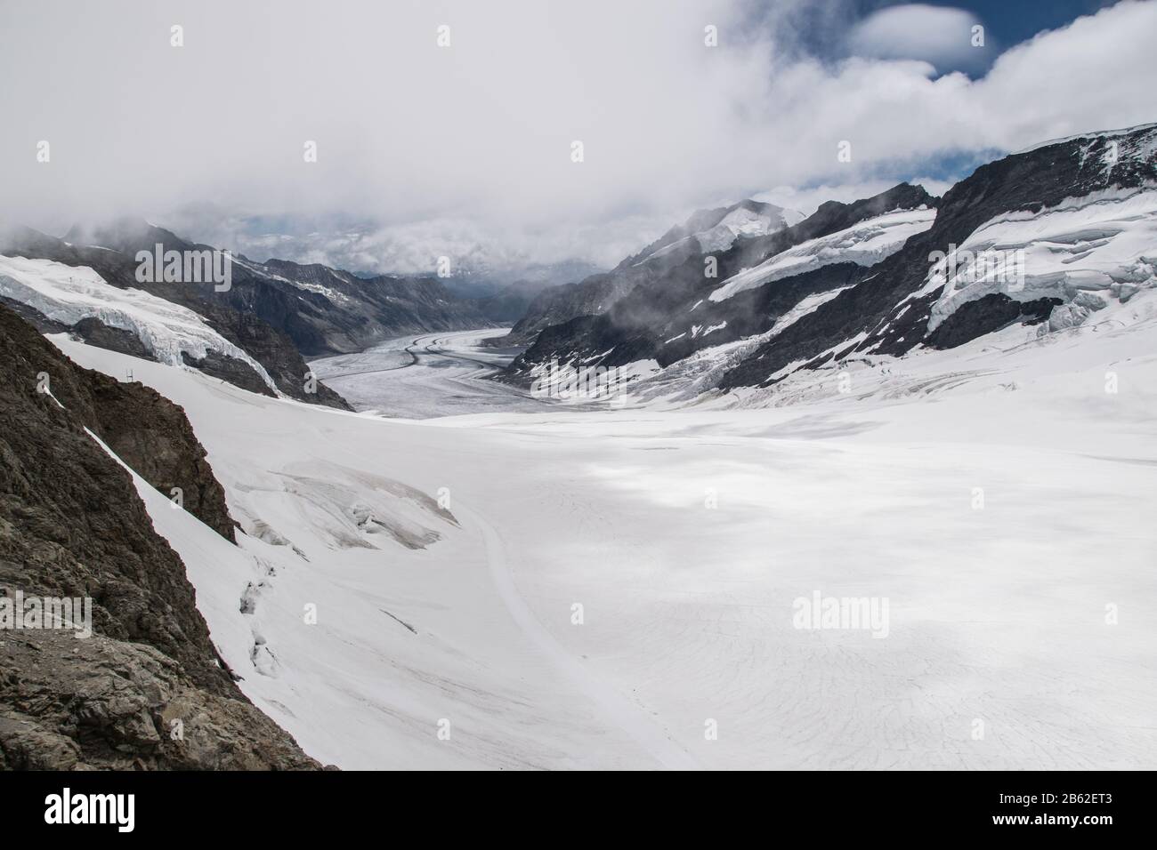 Aletschgletscher Blick vom Jungfrau-Berg Stockfoto