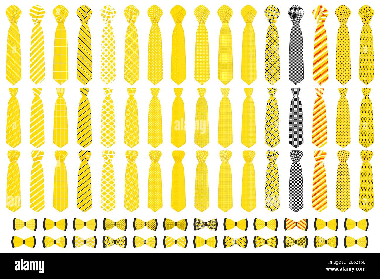 Abbildung auf Thema große farbige Set Krawatten, Querbinder verschiedener Größe. Krawatte aus Sammlung Kleidungsstücke Bow Tie für werden. Stock Vektor