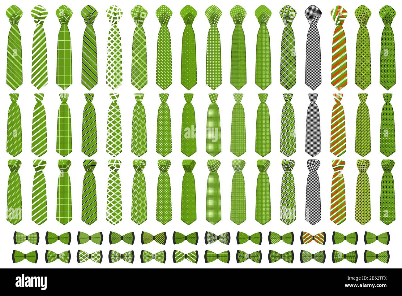 Abbildung auf Thema große farbige Set Krawatten, Querbinder verschiedener Größe. Krawatte aus Sammlung Kleidungsstücke Bow Tie für werden. Stock Vektor